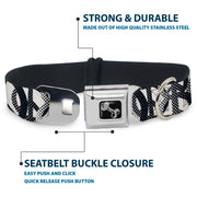 Dog Bone Seatbelt Buckle Collar - Peace Dots White/Black