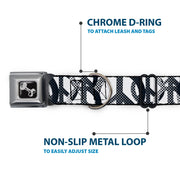 Dog Bone Seatbelt Buckle Collar - Peace Dots White/Black