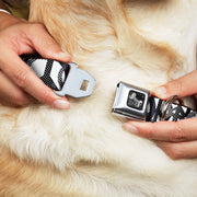 Dog Bone Seatbelt Buckle Collar - Peace Dots White/Black