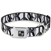 Dog Bone Seatbelt Buckle Collar - Peace Dots White/Black