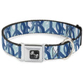 Load image into Gallery viewer, Dog Bone Seatbelt Buckle Collar - Peace Dots White/Blue

