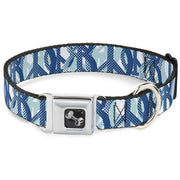 Dog Bone Seatbelt Buckle Collar - Peace Dots White/Blue