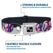 Dog Bone Seatbelt Buckle Collar - Peace Mixed White/Blue/Pink