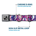 Dog Bone Seatbelt Buckle Collar - Peace Mixed White/Blue/Pink