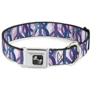 Dog Bone Seatbelt Buckle Collar - Peace Mixed White/Blue/Pink