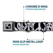 Dog Bone Seatbelt Buckle Collar - Peace Sketch Black/White