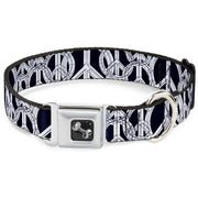 Dog Bone Seatbelt Buckle Collar - Peace Sketch Black/White