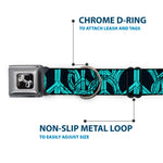 Dog Bone Seatbelt Buckle Collar - Peace Sketch Black/Baby Blue