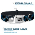 Load image into Gallery viewer, Dog Bone Seatbelt Buckle Collar - Plaid Black/Turquoise/Gray
