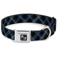 Load image into Gallery viewer, Dog Bone Seatbelt Buckle Collar - Plaid Black/Turquoise/Gray
