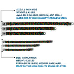 Dog Bone Seatbelt Buckle Collar - Peace Heart Black/Rainbow Ombre
