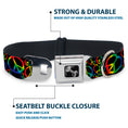 Load image into Gallery viewer, Dog Bone Seatbelt Buckle Collar - Peace Heart Black/Rainbow Ombre
