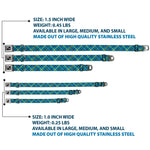 Dog Bone Seatbelt Buckle Collar - Plaid Turquoise/Yellow/Black/Gray
