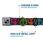 Dog Bone Seatbelt Buckle Collar - Peace Hearts Repeat Black/Neon