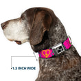 Load image into Gallery viewer, Dog Bone Seatbelt Buckle Collar - Peace Hearts Repeat Fuchsia/Neon

