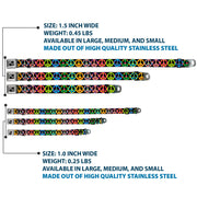 Dog Bone Seatbelt Buckle Collar - Peace Flowers Black/Multi Color