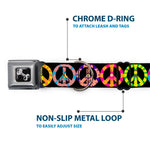 Dog Bone Seatbelt Buckle Collar - Peace Flowers Black/Multi Color