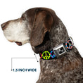 Load image into Gallery viewer, Dog Bone Seatbelt Buckle Collar - Peace Flowers Black/Multi Color
