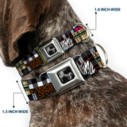 Dog Bone Seatbelt Buckle Collar - Plaid & Animal Skins