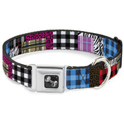 Dog Bone Seatbelt Buckle Collar - Plaid & Animal Skins