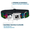 Load image into Gallery viewer, Dog Bone Seatbelt Buckle Collar - Plaid Black/Neon Animal Skins
