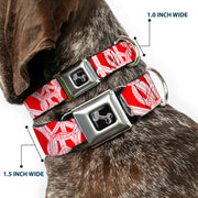 Dog Bone Seatbelt Buckle Collar - Peace Sketch Red/White