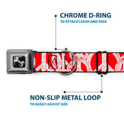 Dog Bone Seatbelt Buckle Collar - Peace Sketch Red/White