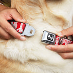 Dog Bone Seatbelt Buckle Collar - Peace Sketch Red/White