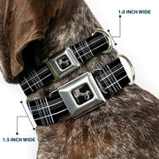 Dog Bone Seatbelt Buckle Collar - Plaid Black/Gray