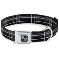 Load image into Gallery viewer, Dog Bone Seatbelt Buckle Collar - Plaid Black/Gray
