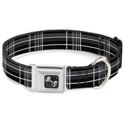 Dog Bone Seatbelt Buckle Collar - Plaid Black/Gray