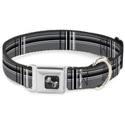 Dog Bone Seatbelt Buckle Collar - Plaid Gray/Black/White