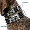Load image into Gallery viewer, Dog Bone Seatbelt Buckle Collar - Plaid Weathered Black/Gray/White
