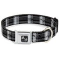 Load image into Gallery viewer, Dog Bone Seatbelt Buckle Collar - Plaid Weathered Black/Gray/White
