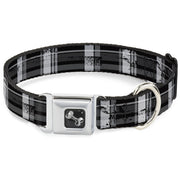 Dog Bone Seatbelt Buckle Collar - Plaid Weathered Black/Gray/White