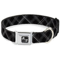 Load image into Gallery viewer, Dog Bone Seatbelt Buckle Collar - Plaid X Black/Gray
