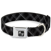 Dog Bone Seatbelt Buckle Collar - Plaid X Black/Gray