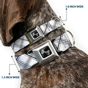 Dog Bone Seatbelt Buckle Collar - Plaid X White/Gray