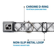 Dog Bone Seatbelt Buckle Collar - Plaid X White/Gray