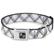 Dog Bone Seatbelt Buckle Collar - Plaid X White/Gray