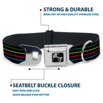 Dog Bone Seatbelt Buckle Collar - Pinstripes Black/Multi Color