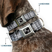 Dog Bone Seatbelt Buckle Collar - Plaid Curls Gray