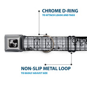 Dog Bone Seatbelt Buckle Collar - Plaid Curls Gray