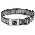 Load image into Gallery viewer, Dog Bone Seatbelt Buckle Collar - Plaid Curls Gray
