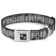 Dog Bone Seatbelt Buckle Collar - Plaid Curls Gray