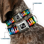 Dog Bone Seatbelt Buckle Collar - Piano Keys Rainbow