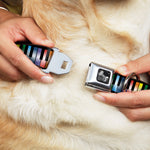 Dog Bone Seatbelt Buckle Collar - Piano Keys Rainbow