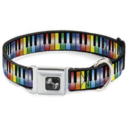 Dog Bone Seatbelt Buckle Collar - Piano Keys Rainbow