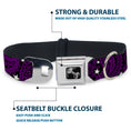 Load image into Gallery viewer, Dog Bone Seatbelt Buckle Collar - Paisley Stars Black/Purple/White
