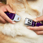 Dog Bone Seatbelt Buckle Collar - Paisley Stars Black/Purple/White